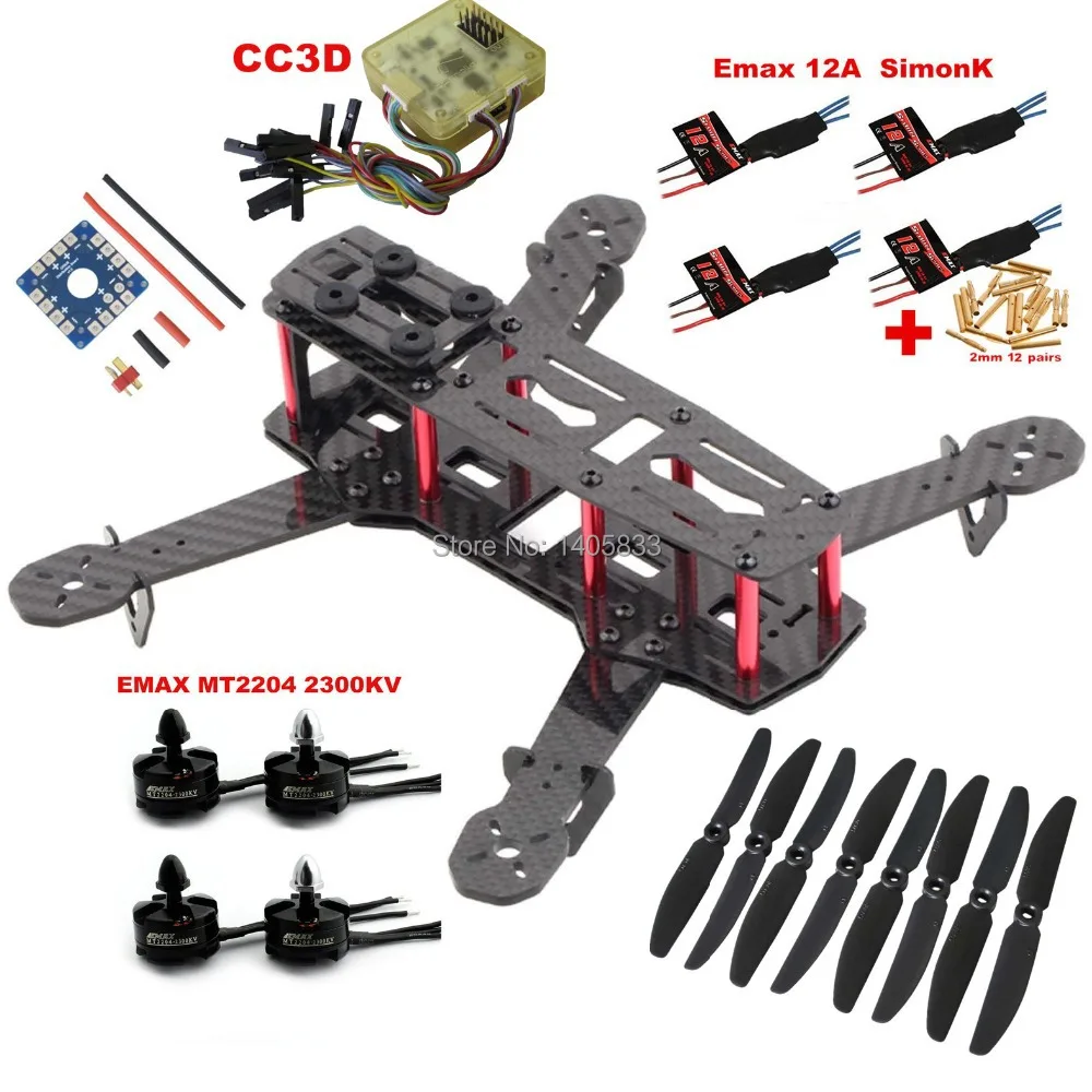 

CF QAV250 DIY Quadcopter Multirotor Kit & Emax MT2204 2300KV Motor & Simonk 12A ESC & CC3D & 5030 Propeller