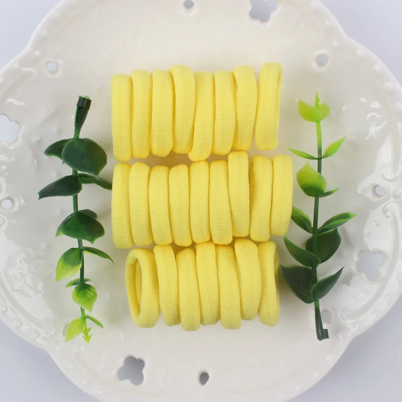 light yellow Новые очаровательные эластичные резинки для волос для молодых и энергичных девочек, детские волосы на кольцевом креплении, аксессуары для детей 100 шт./партия - Цвет: light yellow