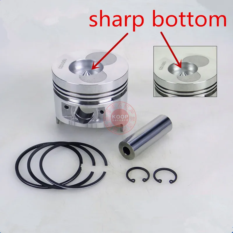 

Piston kit 86mm (sharp bottom) for KAMA KIPOR & more 186F diesel engine piston+ring+ pin+ clip replacement