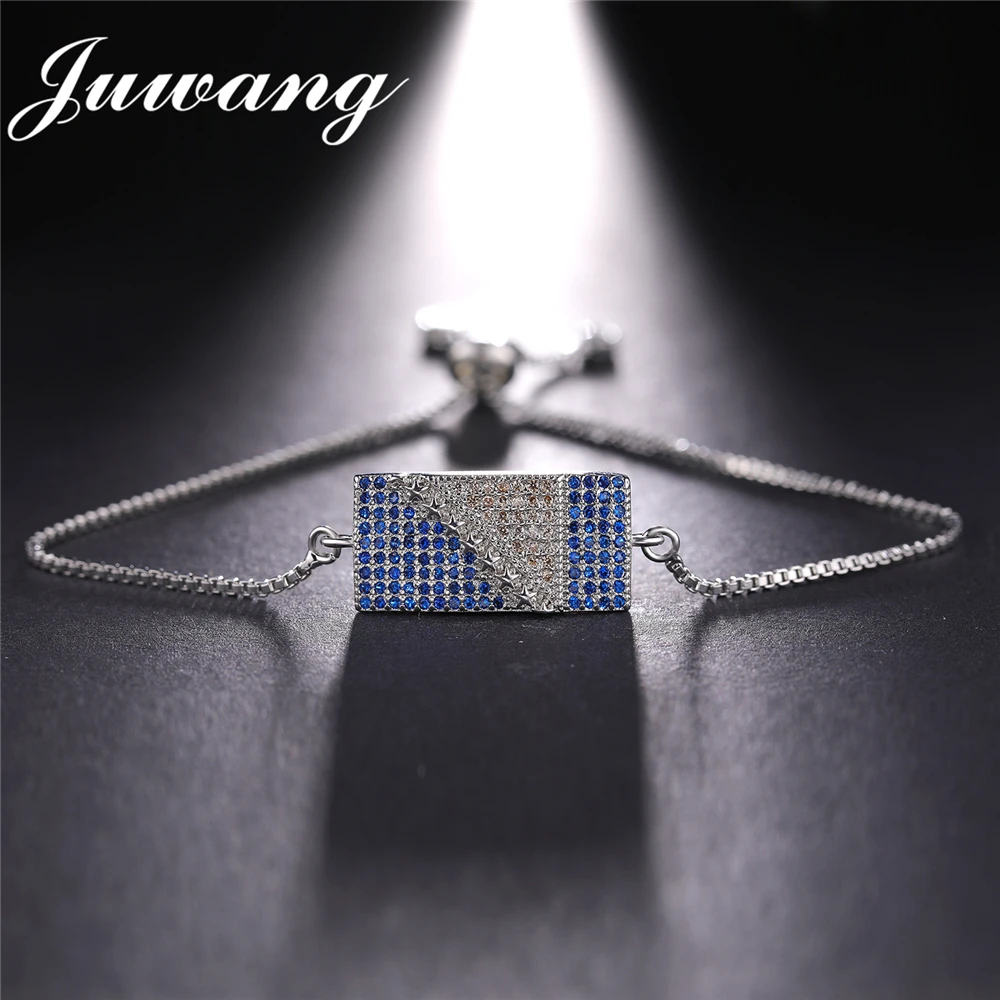 JUWANG кубического циркония и флаг Герцеговины Браслеты браслеты золотого и серебряного цвета розового золота Цвет регулируемые цепочка, ювелирное изделие, подарок