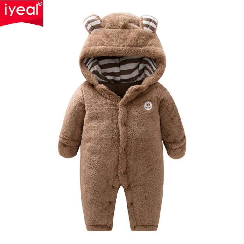 

IYEAL Children Newborn Baby Clothes 0-24M Animals Warm Hooded Toddler Boy Plush Jumpsuit Winter Overalls for Kids roupa menina