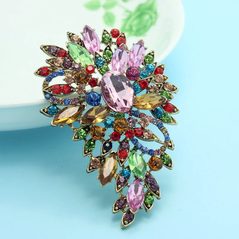 

colorful Flower Brooch Wedding Bridal Jewelry Party Gifts Rhinestone Wedding Broches Vintage Christmas Pin Brooch Broaches