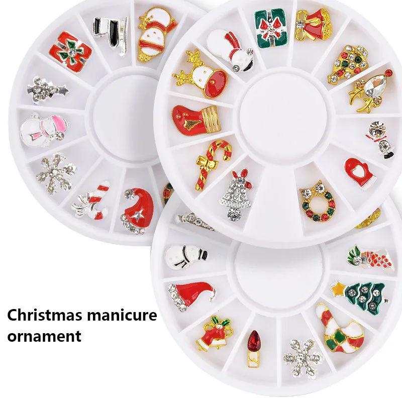 Hot sale Merry Christmas Nail Art Alloy Metal Charms Jewelry 3D DIY Decoration Mix Shape