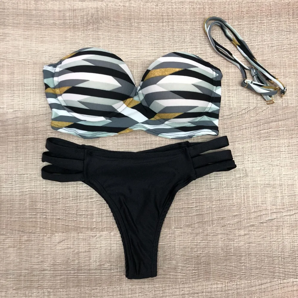 2019 women's summer sexy swimsuit bikini set print split swimsuit push up beach bikinis e fatos de banho bikinis mujer 40J13 (4)