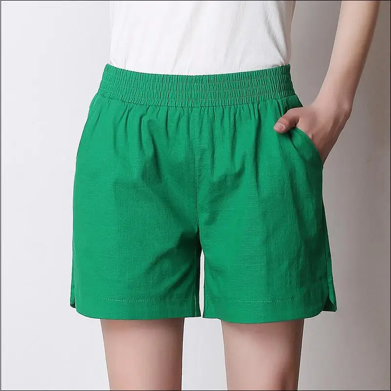 2019 Women Solid casual cotton linen Shorts with Pockets,High Waist ...