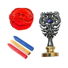 Индивидуальная восковая печать комплект печатей череп динозавра Металл Дракон ручка Подарочный винный набор посылка Свадебные Приглашения карты конверт печать штамп