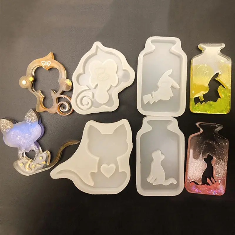 

Silicone Mold DIY Crafts Art Monkey Hollow Animals Cat Kitten Epoxy Resin Squirrel Bottle Pendant Creative Cute Molds Decor