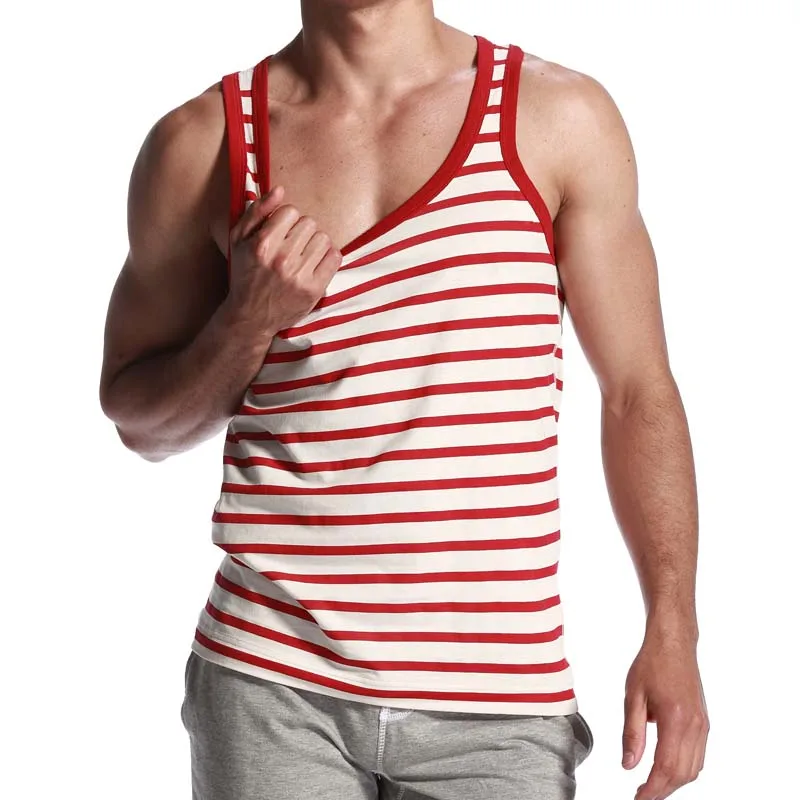 Summer Style Fashion Cotton Men Tanks Tops Brand Seobean Stripe O neck