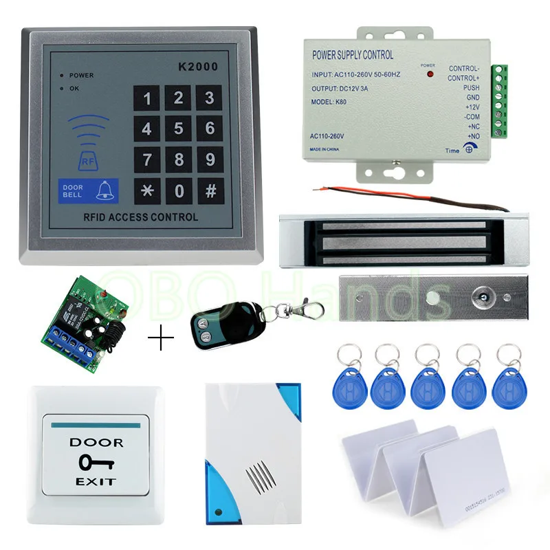 Free shipping Full RFID Access Control Lock System Kit Set with Electric Magnetic Lock Remote Door