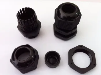 

50PC PG7 PG9 PG11 PG13.5 PG16 PG19 PG21 PG25 Black Waterproof Cable Gland Wire Connector For Cable Ranges From 3.5-22mm