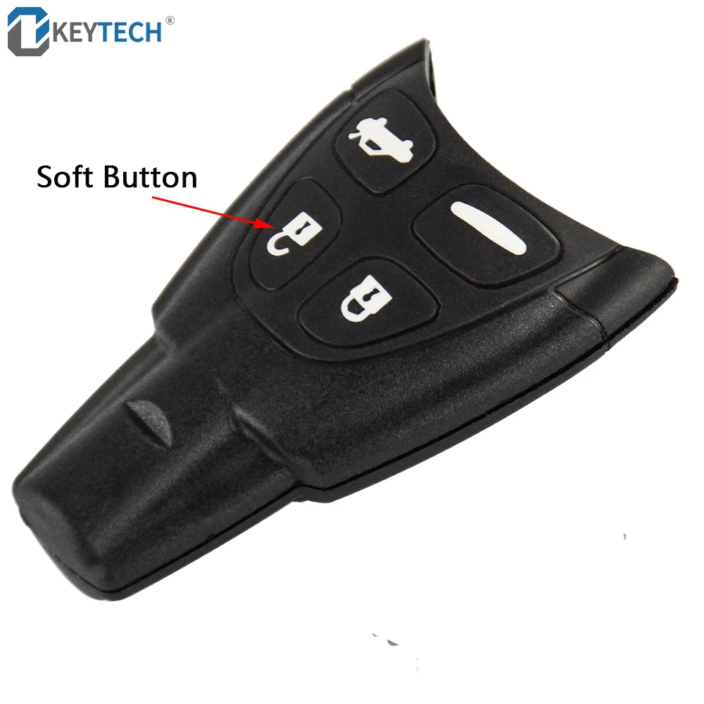 

OkeyTech Remote Car Key Shell 4 Soft Buttons Replacement Case Cover For SAAB 9-3 9-5 2003 2004 2005 2006 2007 2008 2009 2010