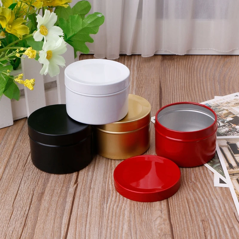 

50ml Mini Tin Tea Storage Box Round Metal Case Wedding Favor Organizer Container