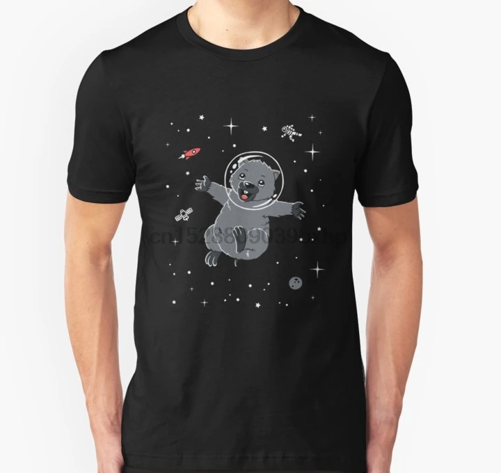 

Men Short sleeve tshirt Wombat In Space T Shirt Cute Cartoon Marsupial T Shirt Women t-shirt