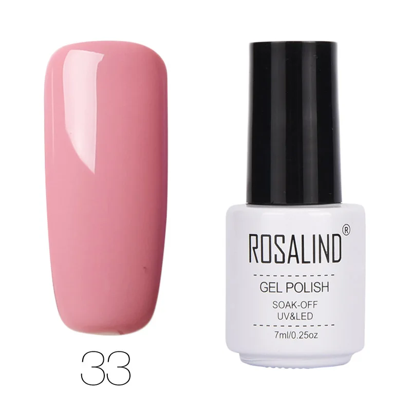 33 ROSALIND 7ML Gel Varnish Hybrid Nails Art Vernis Semi Перманентный гель для ногтей для ногтей для маникюра Замачивание верхнего базового белого геля - Цвет: 33