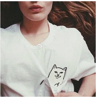 Middle Finger Cat Pocket Shirt Men 