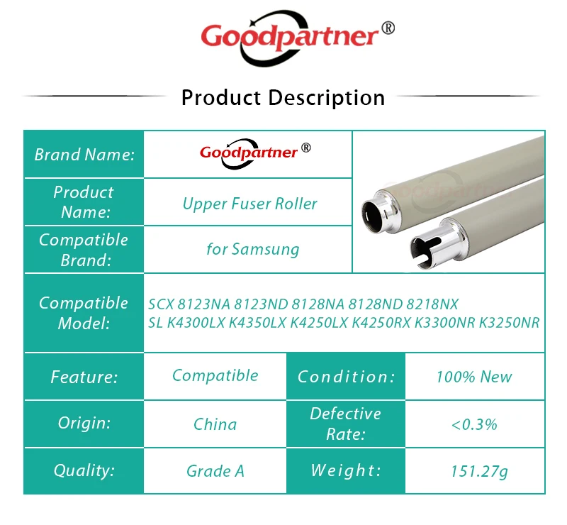 10 шт. тепла верхний фьюзерный валик для samsung SCX 8123 8123NA 8128 8128NA SL K3250 K3300 K4250 K4300 K4350 K4250LX K4250RX K4350LX