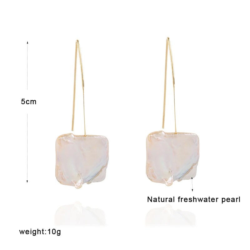 Shuangsheng Новое поступление пресноводный барочный жемчуг серьги розовый квадратный жемчуг длинные висячие серьги свадебные женские подарок E144