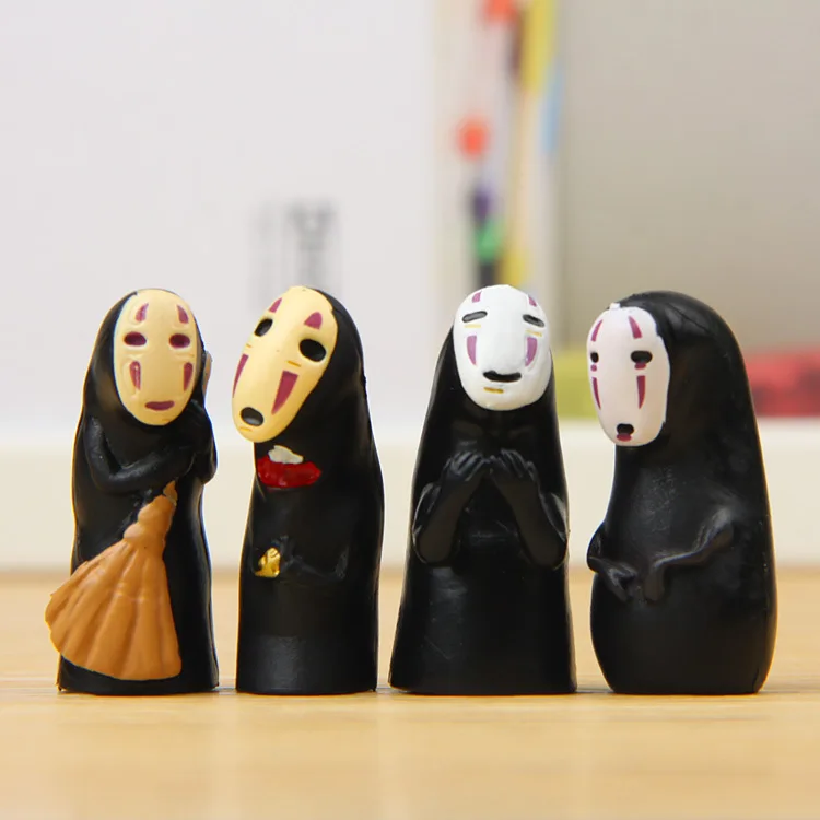 4 pcs/set Kawaii Spirited Away No Face Man PVC Action Figure Model Toy Cute Anime No Face Man Character Collection