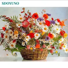 SDOYUNO oil Painting By Numbers Flowers DIY Frameless 60x75cm pictures by numbers on canvas Digital Painting For Home Decor
