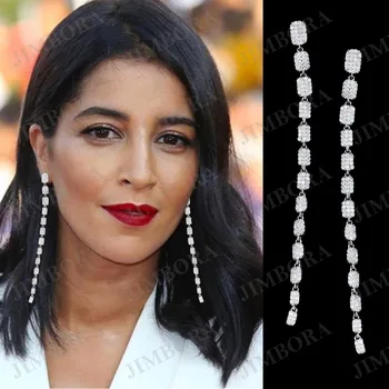 

Elegant Trendy Long Tassel Earrings Drop Dangle Women Earrings Zircon CZ Crystal Statement Earring 2019 New Design Jewelry