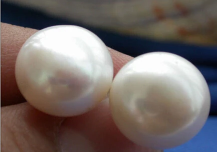 

hot sell new - free shipping 13377 HUGE 14-15MM WHITE ROUND FRESHWATER PEARL EARRING 14K