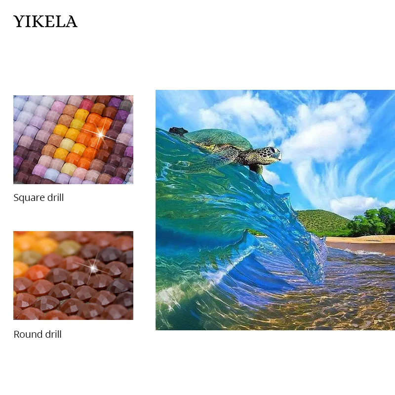 

5D Diamond Embroidery Surfing Sea Turtle Diy Diamond Painting Diamond Mosaic Full Square Drill Diamond Picture Ocean Animal Art