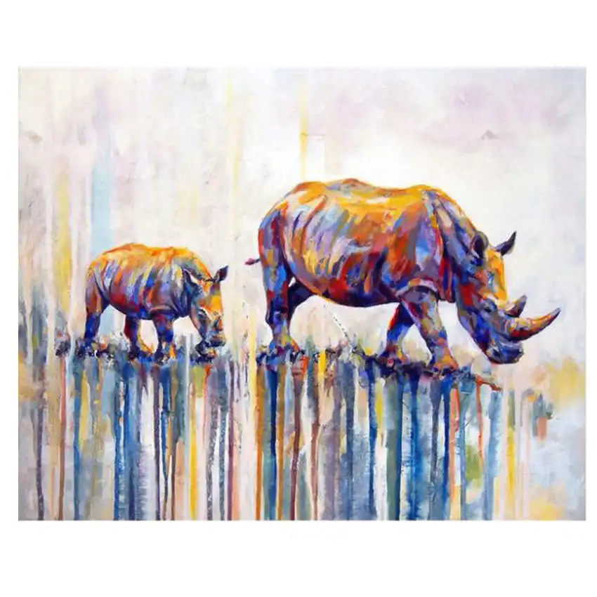 

Coloring By Numbers Painting For Living Room,Rhinoceros Animal Pictures By Numbers,Modular Pictures