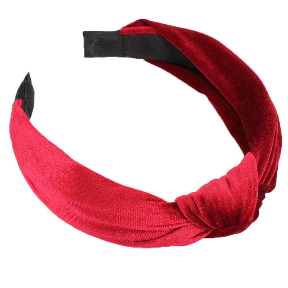 

Women Hair Accessories Velvet Bow Knot Dark Green Cross Tie Headband Twist Hairband Fashion Headwrap Black 2018 Hoop Hairband