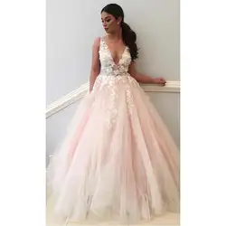 Скромный Румяна Розовый V образным вырезом Выпускные платья Длинные 2019 vestidos de fiesta largos elegantes de gala спинки импортные платье Вечерние