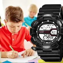 Популярные часы унисекс, детские модные цифровые наручные часы для мальчиков и девочек, студенческие одноцветные спортивные часы с ремешком, Montre Garcon233