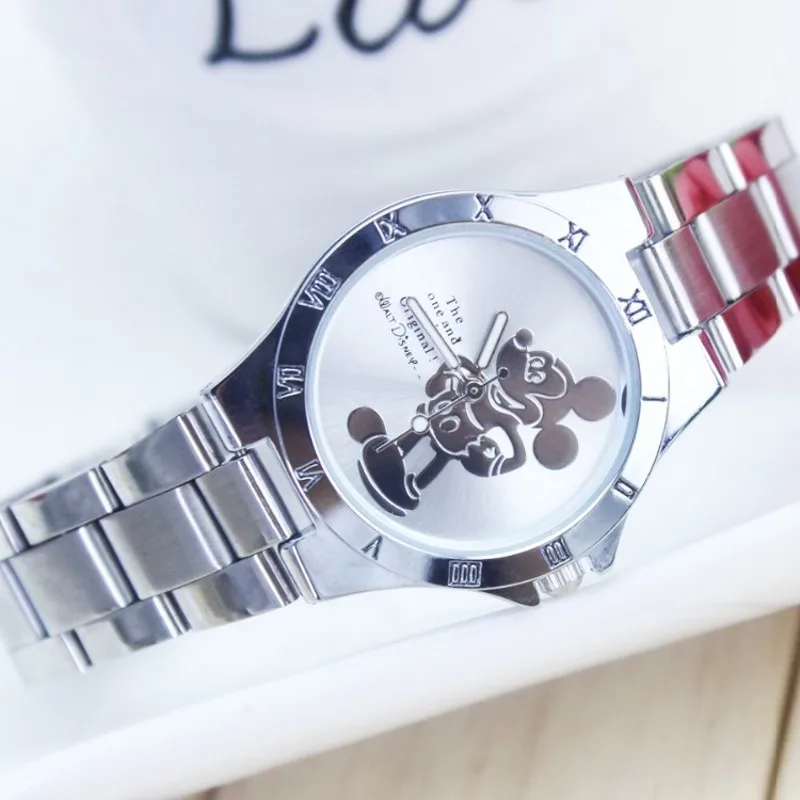 silver Новые роскошные Брендовые женские часы с Минни, модные серебряные женские наручные часы, полностью стальные женские часы, saat relogio feminino - Цвет: silver
