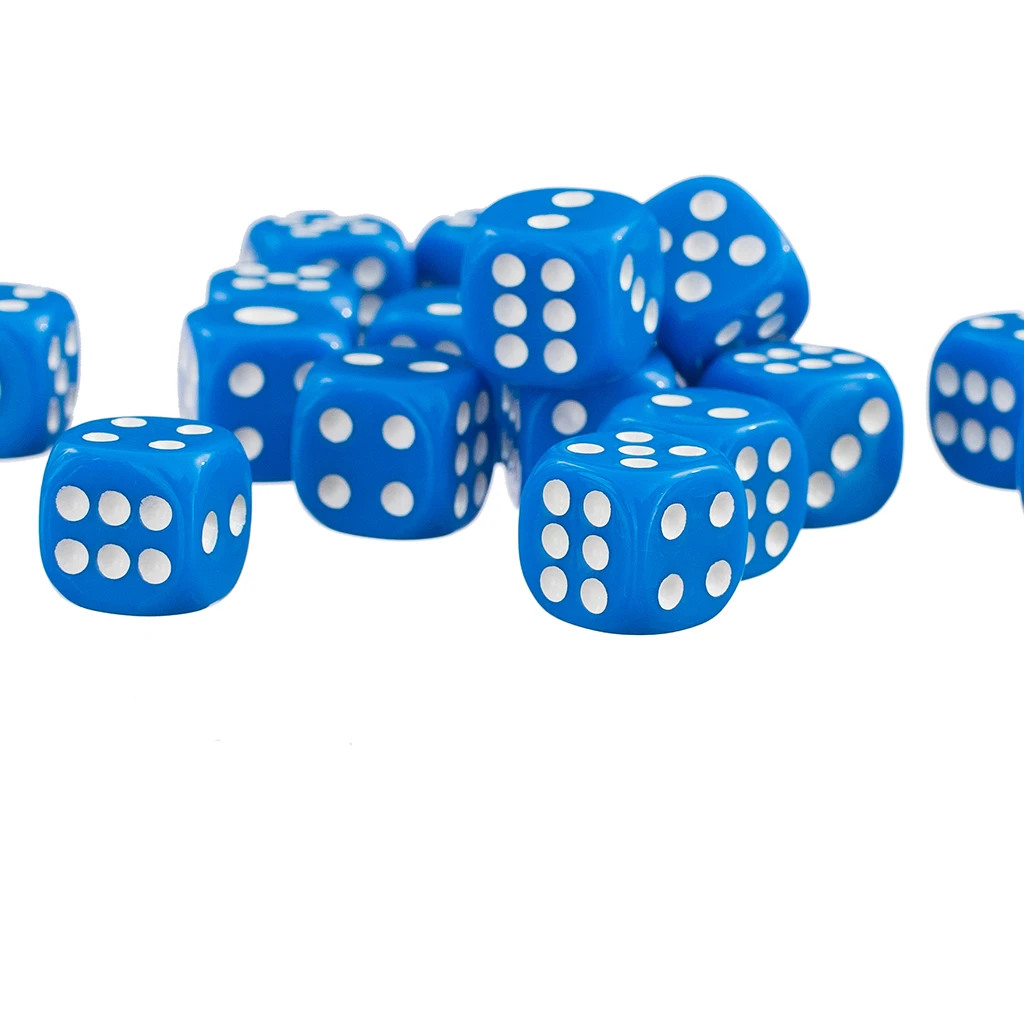 

12mm Blue Opaque 50pcs Six Sided Spot Dice Set D6 RPG D&D Party Toy