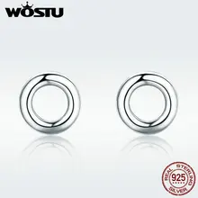 WOSTU,, настоящее 925 пробы, серебряные, счастливые, круглые, простые, маленькие серьги-гвоздики для женщин, S925, серебряные ювелирные изделия, подарок, DXE349