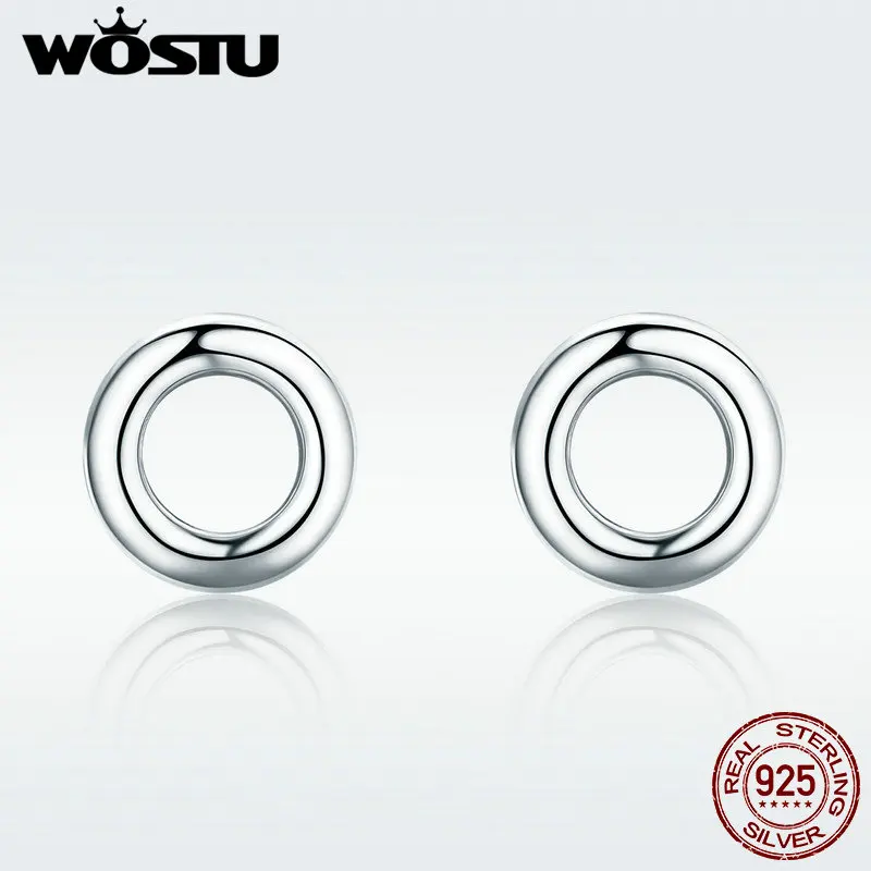 WOSTU хит продаж Настоящее серебро 925 пробы счастливый Круглый Круг простые