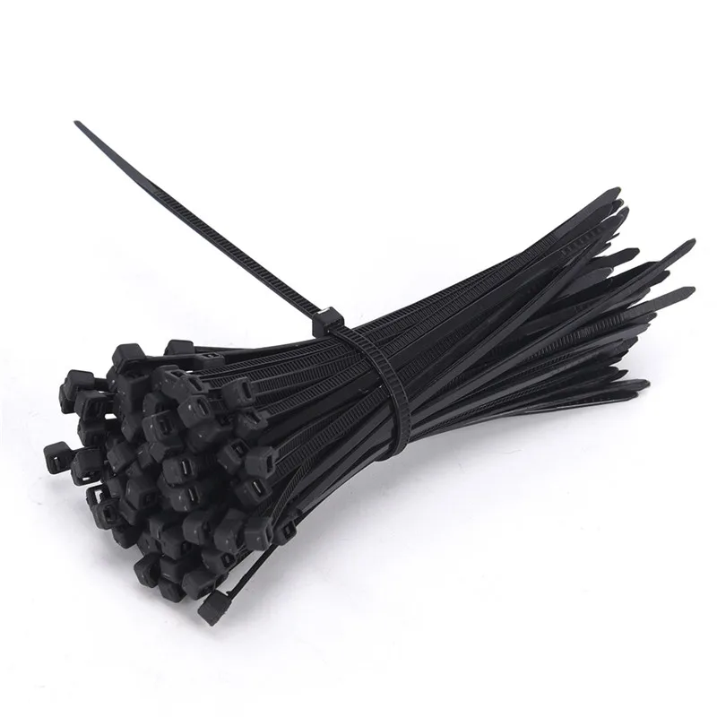 100 шт 2,5*100 мм 2,5*150 мм 2,5*200 мм черный Сетевой провод нейлоновая пластиковая самоблокирующаяся кабельная стяжка