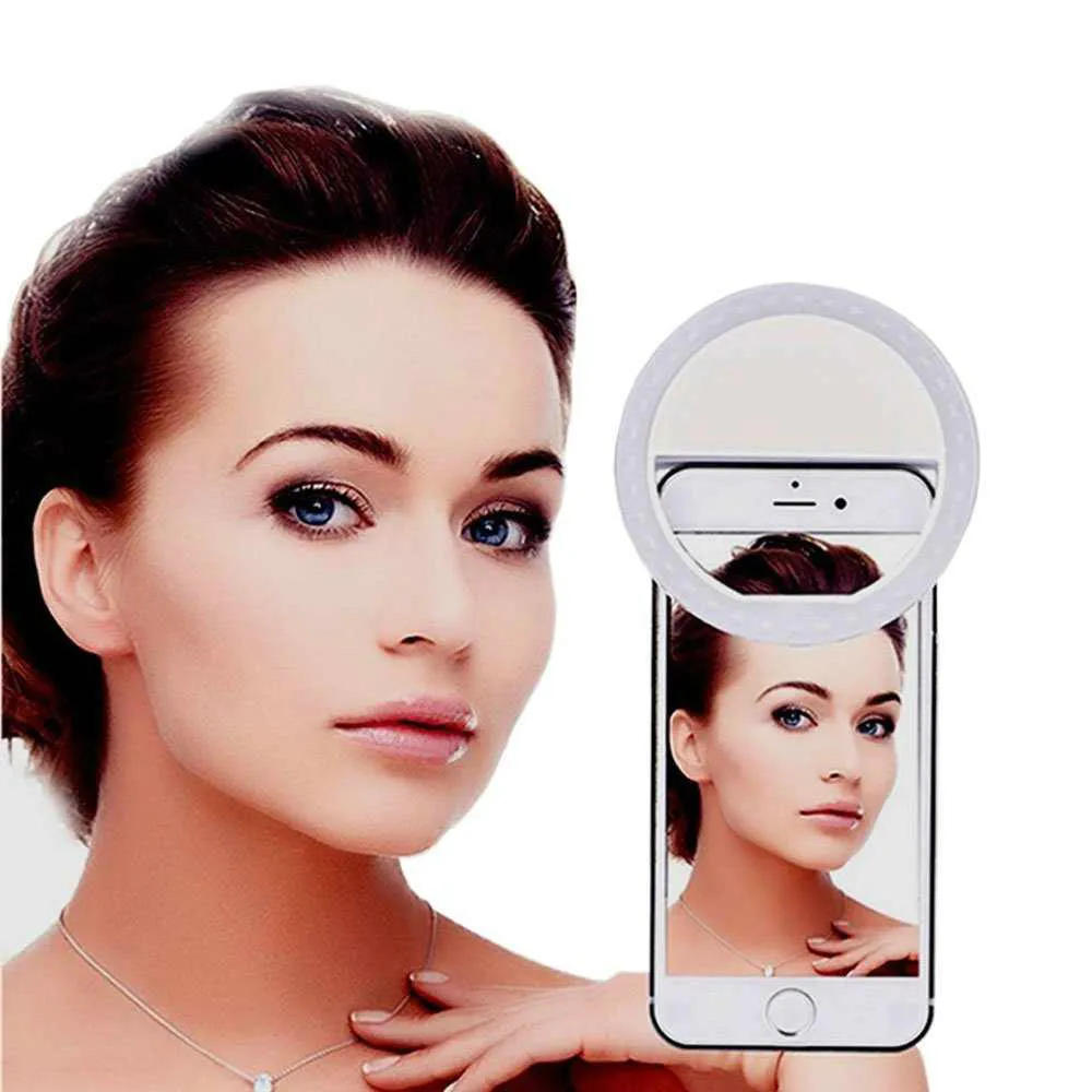 

Wrumava White phone LED Selfie Ring Light Up Flash Photography Luminous Lamp 36pcs 3 Brightness for iPhone iPad Samsung Clip On