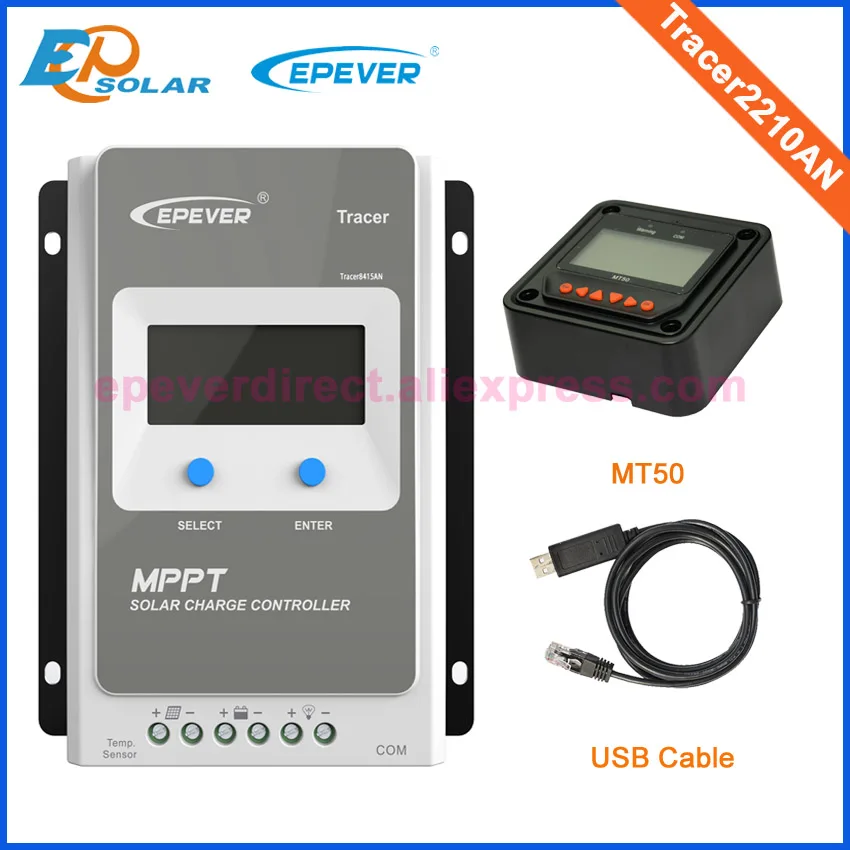 20A контроллер EPEVER EPsolar MPPT солнечный регулятор отслеживания 12 В/24 В Авто Тип ЖК-экран MT50 дистанционный измеритель usb-кабель - Цвет: with MT50 and USB