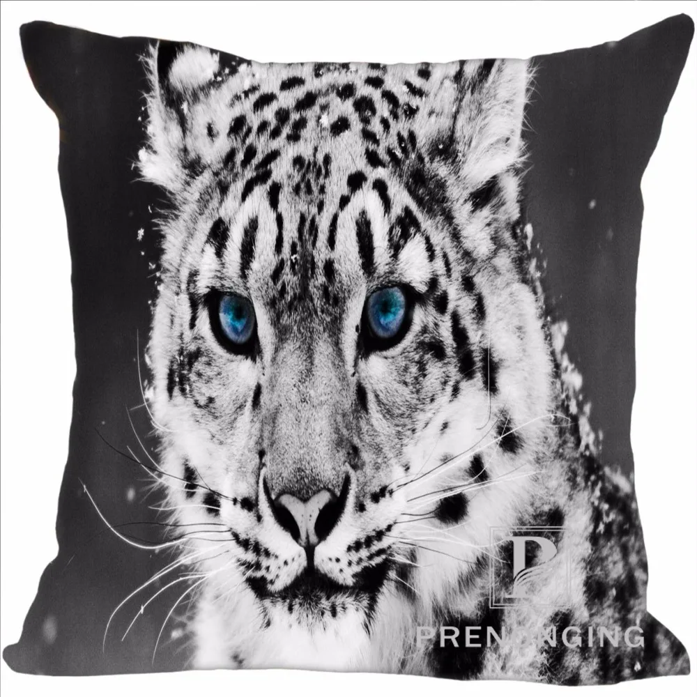 Custom Pillowcase Cover Snow Leopard Square Zipper Pillow Cover Print Your Pictures 20x20cm