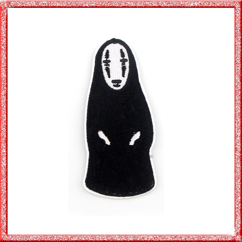 

Spirited Away no face man cartoon Iron on Patches Clothing DIY Embroidered Badges Applique Patchwork Sticker craft supply E0663