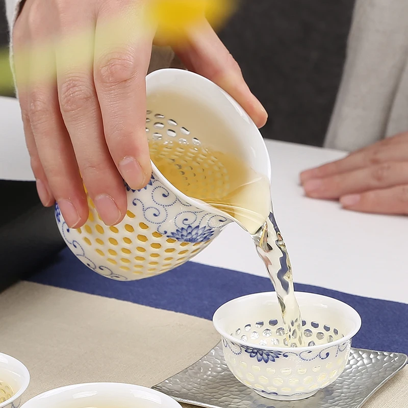Бело голубой керамический чайник gaiwan чайная чашка для пуера китайский чайный