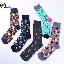 1 пара Новое поступление Женские Звездные узорные забавные носки женские девочки Счастливые Носки Модные уличные кнопки повседневные носки для экипажа Morewin