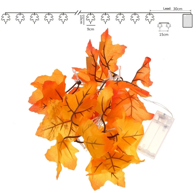 

10LEDs Fall Leaves Shaped Indoor Fairy String Light For Christmas - Warm White Battery Powered
