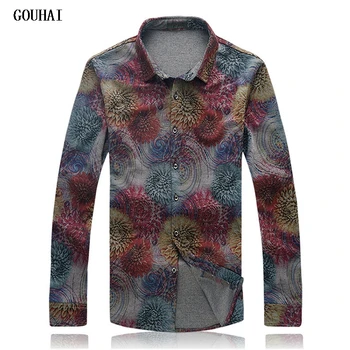 

New Fashion Mens Floral Shirts Long Sleeve M- 7XL Casual Men Dress Shirt Bussiness Camisa Social Masculina Slim Fit
