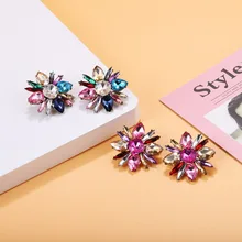 Dvacaman красочный Кристальный цветок серьги гвоздики для женщин нигерийские Свадебные очаровательные большие серьги дружба вечерние подарки M48