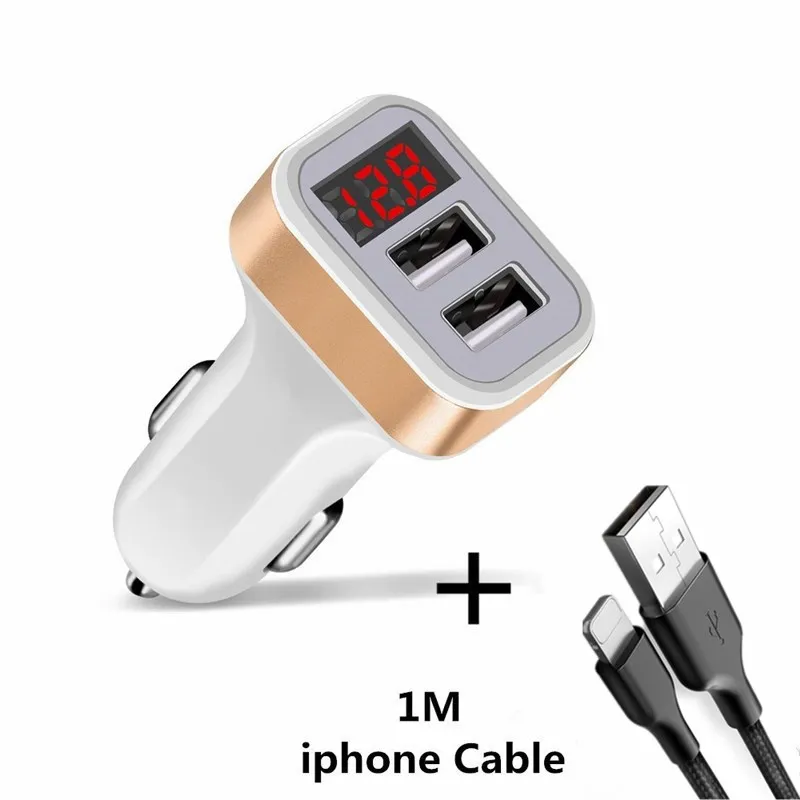 

Good Car Charger Digital Display Dual Port USB Adapter 2.1A Car-charger Double USB for iPhone Huawei ZTE Xiaomi Phone Charging