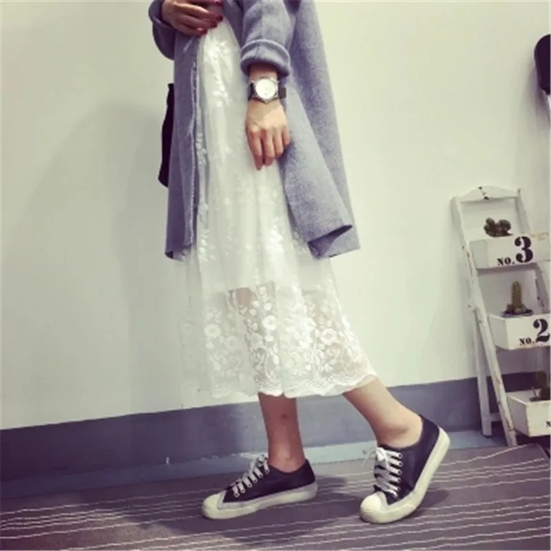 

Casual Dresses Women Summer Wild Lace Dress Stitching O-Neck Sleeveless Long Dresses Women Fashion Autumn Vest Vestidos 1SA52