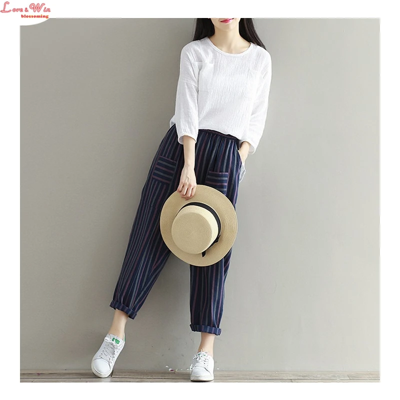 just living striped linen pants