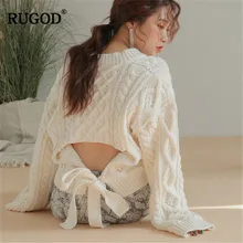 Lace-up Knitted Backless Twist Sweater