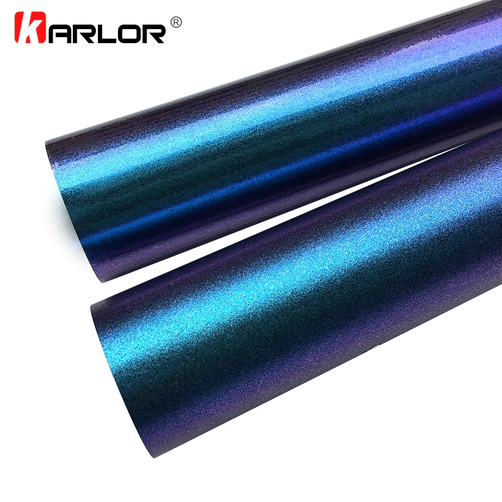 30x100cm Chameleon Pearl Glitter Vinyl Sticker Dark Blue to Purple