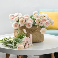 Красивые Искусственные английские ранункулюсы азиатские розы Шелковые цветы Флорес для украшения стола дома 3 головки поддельные цветы